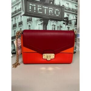 Michael Kors 35S0GYKF2T Kinsley Crossbody Leather Shoulder Flap Bag Clementine